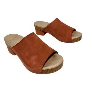 Dansko Women's Size 37 Burnt Orange Slide Sandals Open Toe Suede Upper Wooden